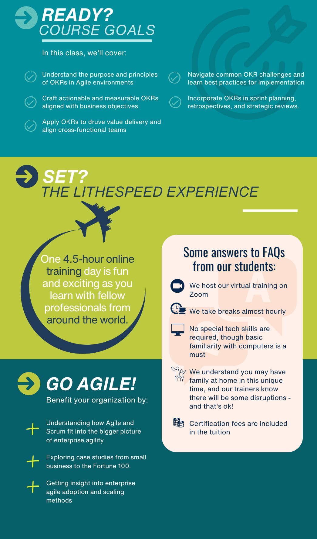 Ready? Course Goals, Set? The LitheSpeed Experience, Go Agile