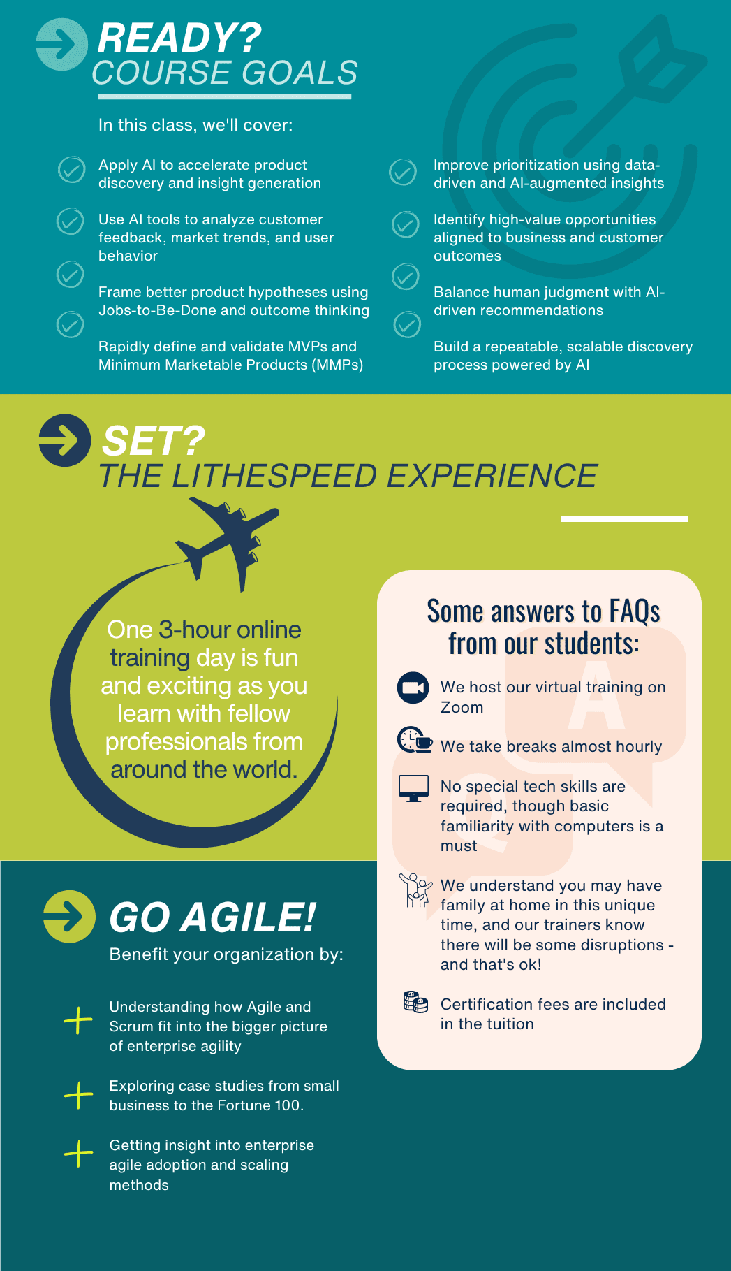 Ready? Course Goals, Set? The LitheSpeed Experience, Go Agile